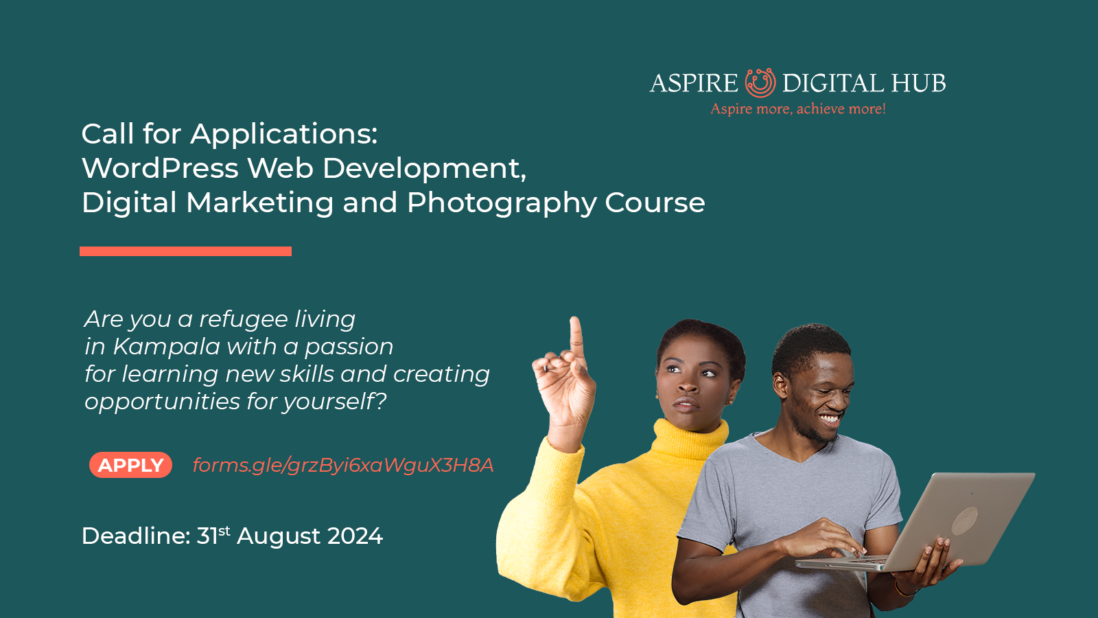 Call for applications by As[ire Digital Hub for skills in web development, photography and digital marketing.